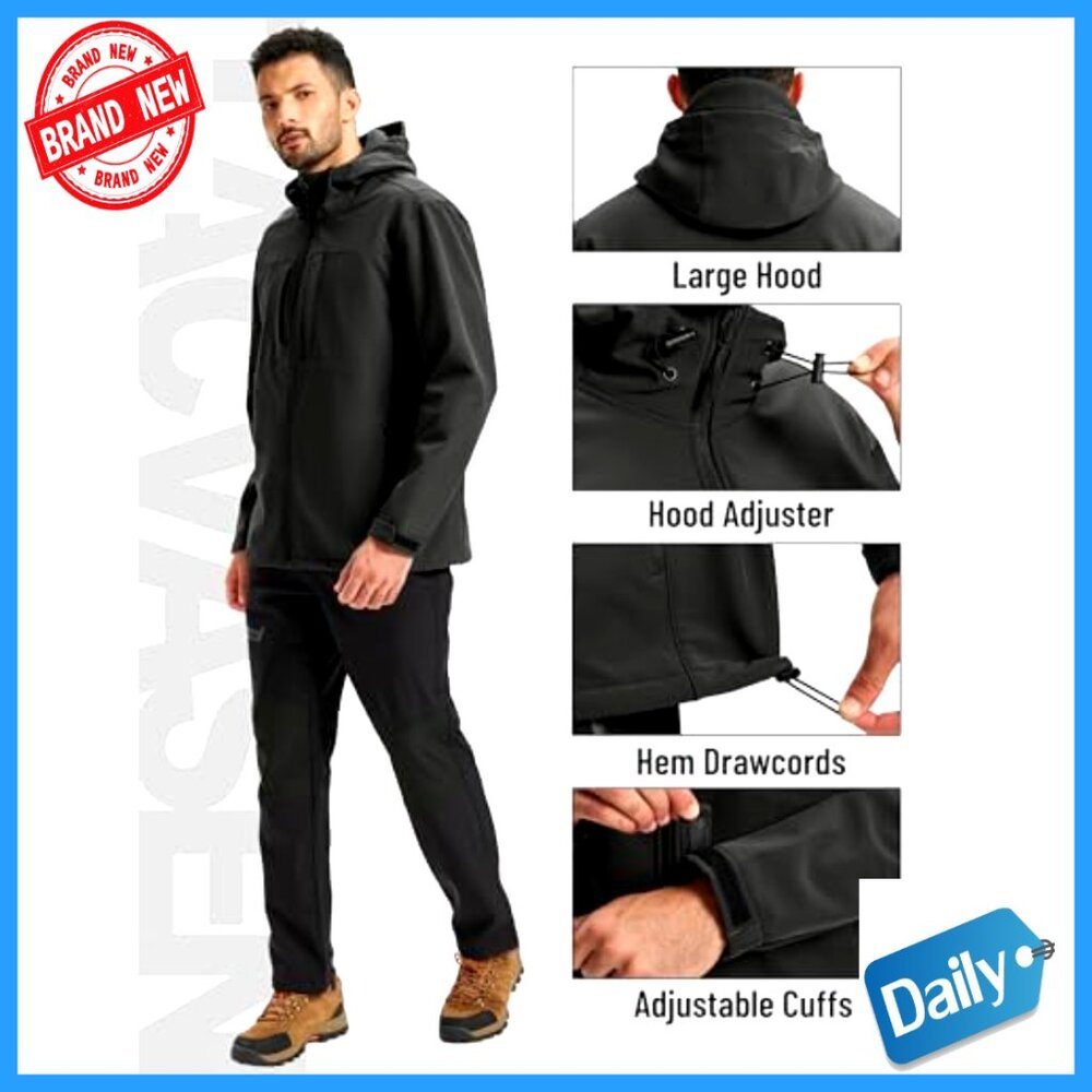 Men's Softshell Jacket Waterproof Windproof Hoode… - image 6